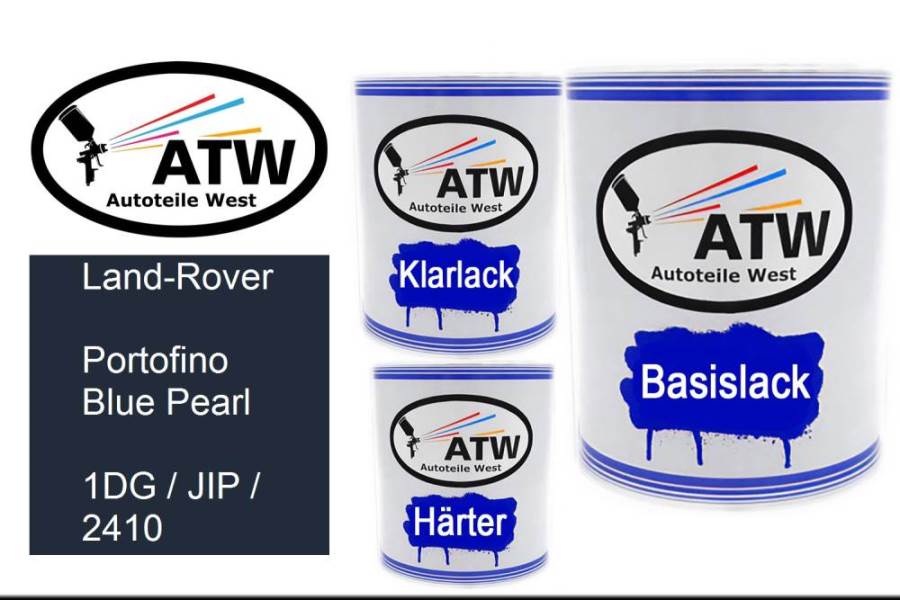 Land-Rover, Portofino Blue Pearl, 1DG / JIP / 2410: 1L Lackdose + 1L Klarlack + 500ml Härter - Set, von ATW Autoteile West.